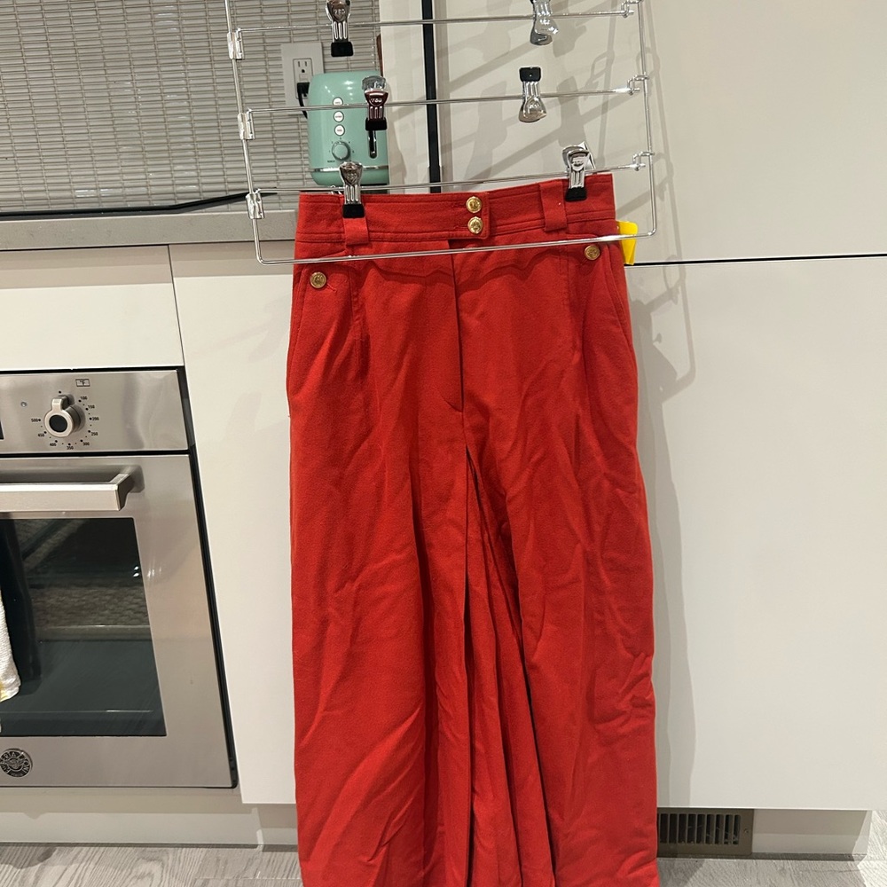 Red High-Waisted Trousers